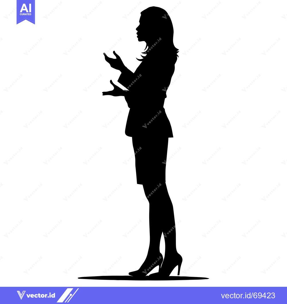 Premium Vector dari Silhouette of a Woman in a Business Suit with Outstretched Hands