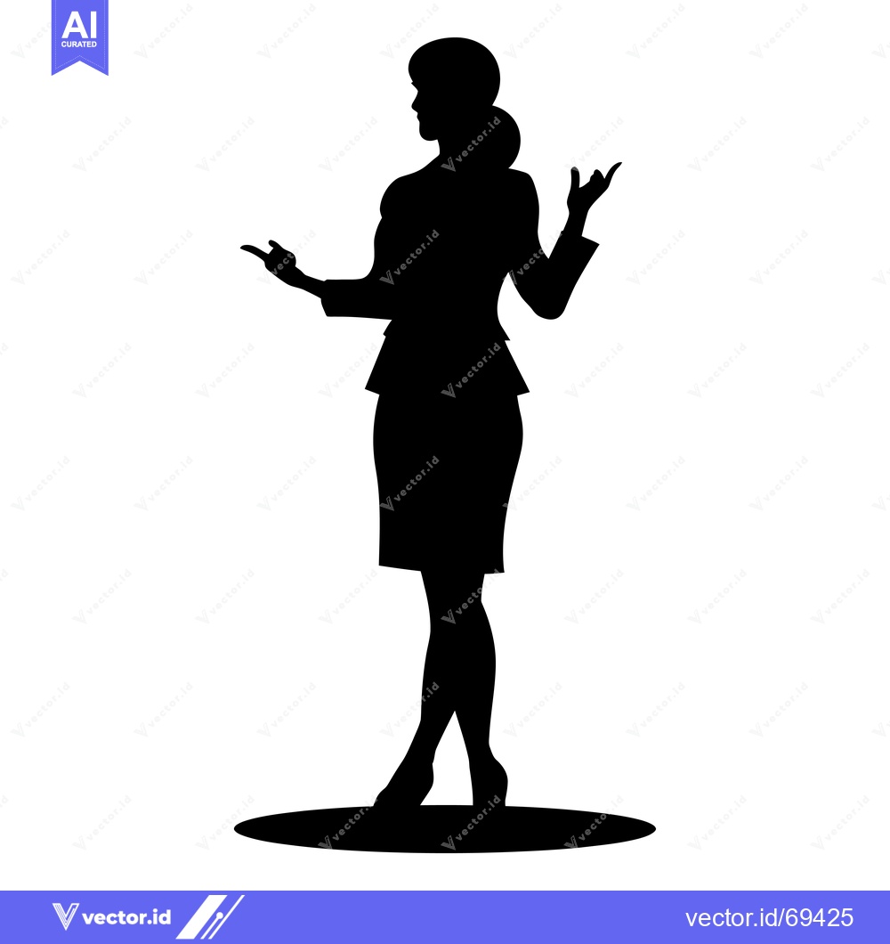 Premium Vector of Silhouette of a woman in a business suit, standing with her arms outst