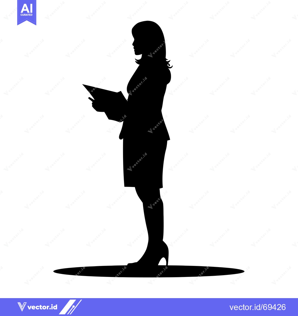 Premium Vector dari Silhouette of a Woman in a Suit Holding a Folder