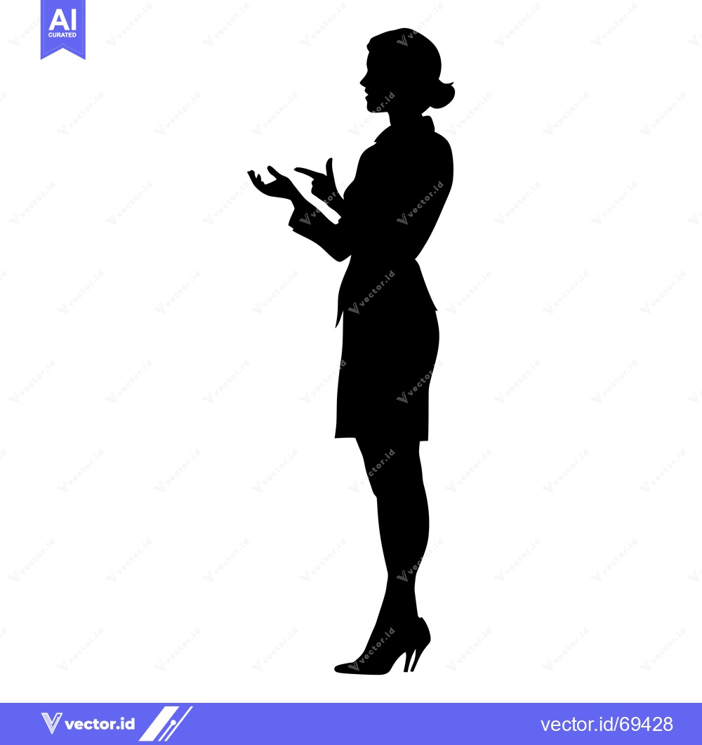 Premium Vector of Silhouette of a Woman in a Business Suit Gesturing with Her Hands