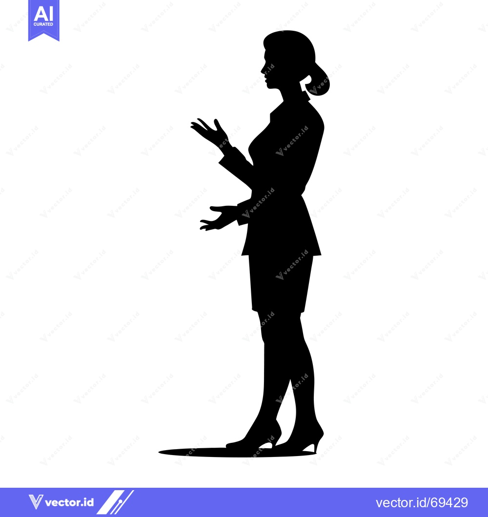 Premium Vector of Silhouette of a Woman in a Suit with Her Hands Gesturing