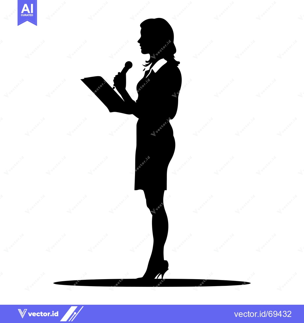 Premium Vector of Silhouette of a Woman Speaking with a Microphone
