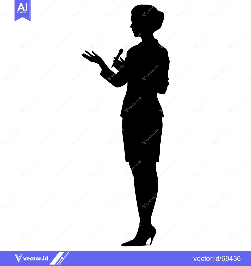 Premium Vector of Silhouette of a Woman Holding a Microphone
