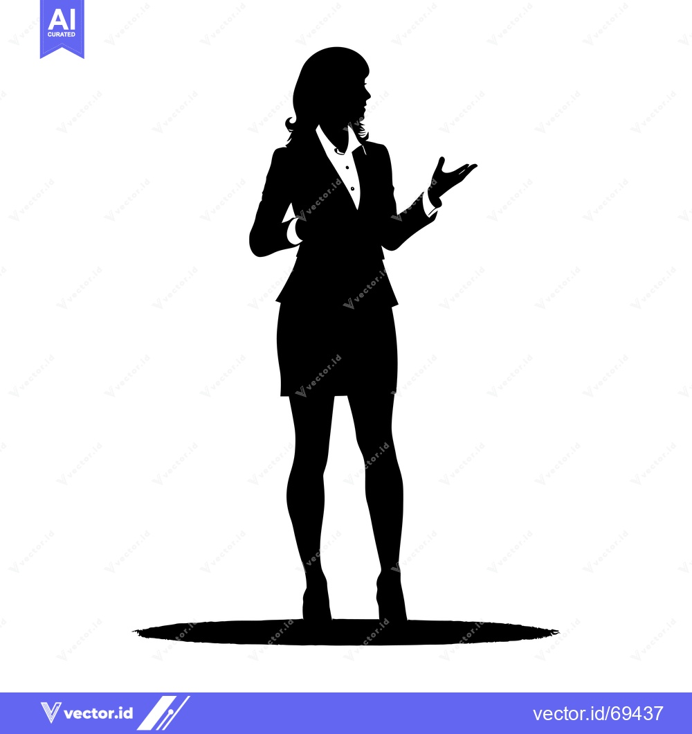 Premium Vector dari Silhouette of a Woman in a Suit, Presenting with an Open Hand