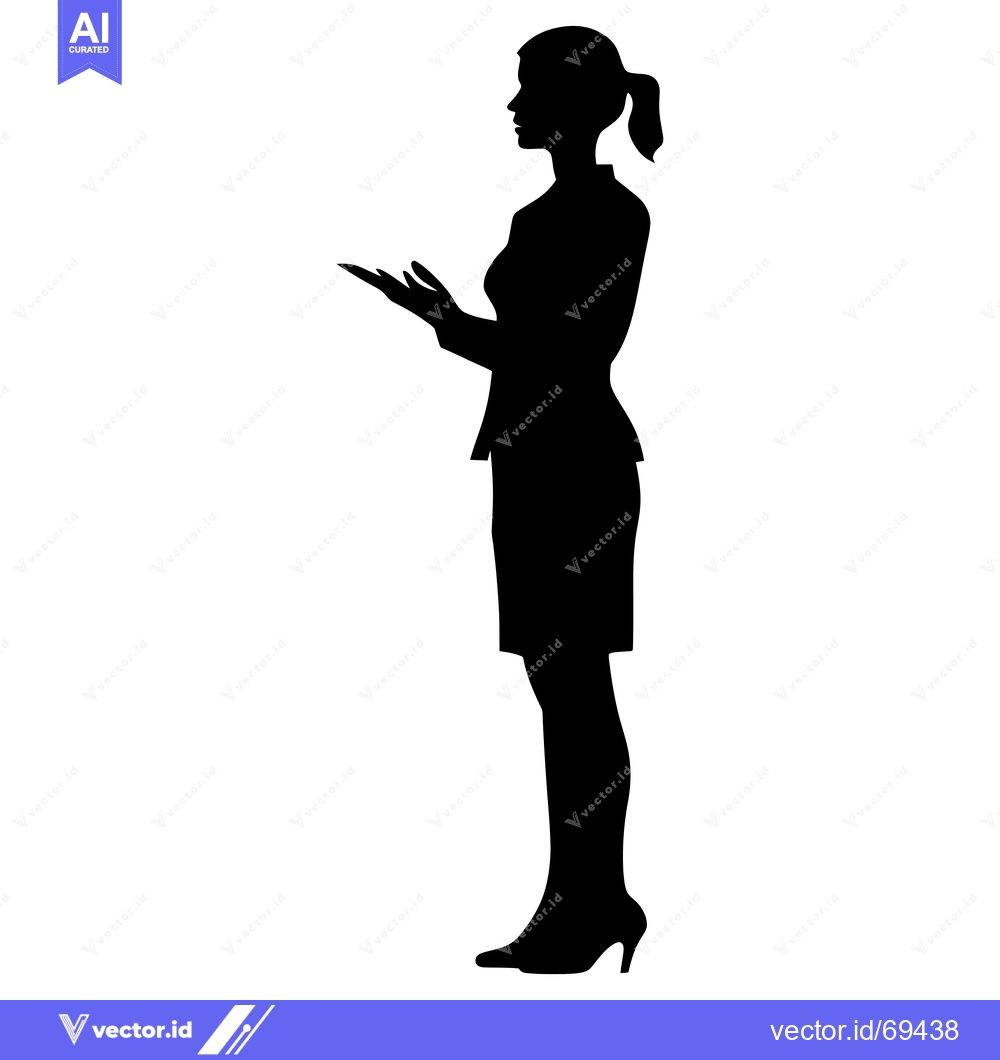 Premium Vector dari Silhouette of a woman in a business suit standing with her hands outst