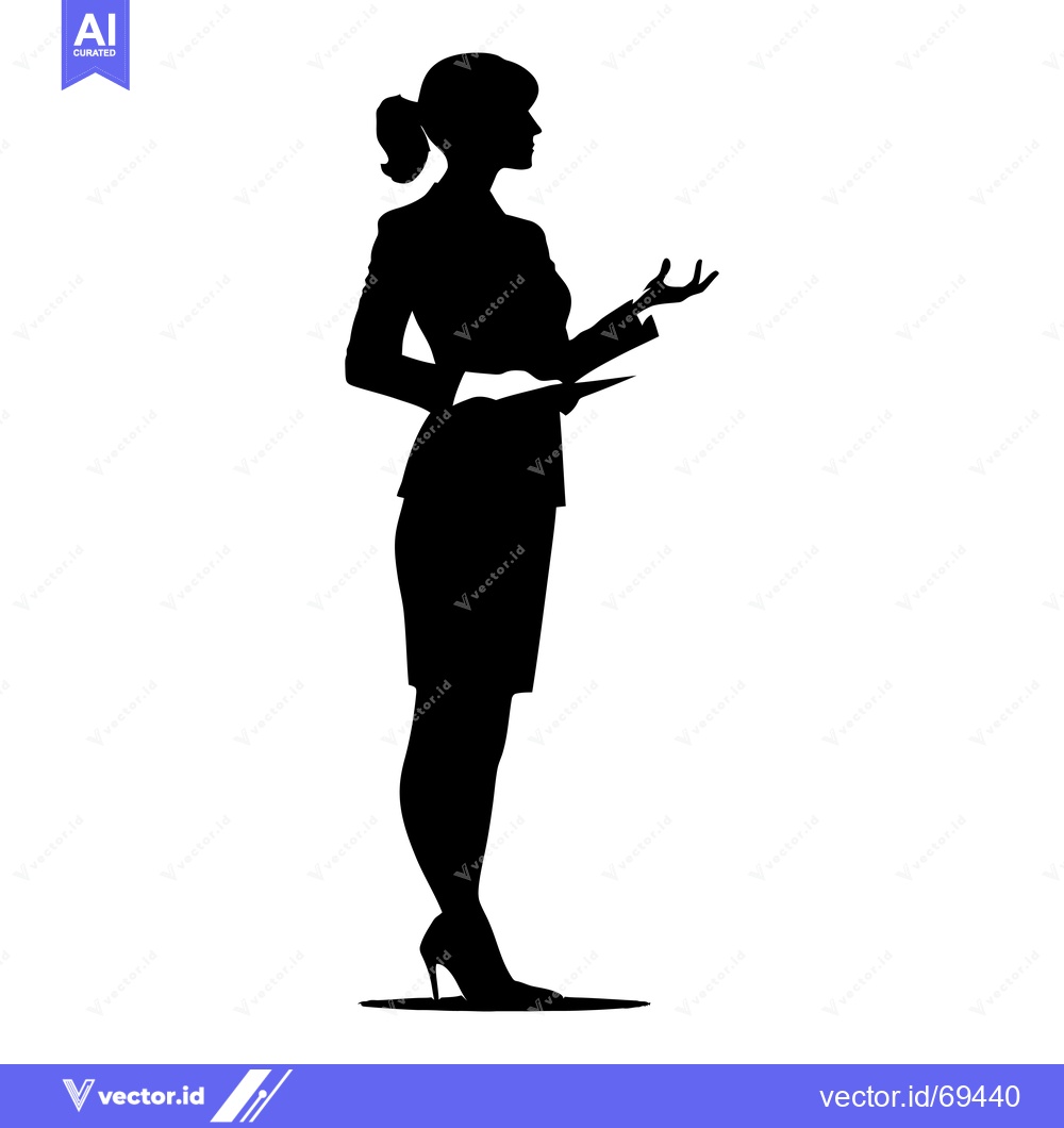 Premium Vector dari Silhouette of a Woman in a Business Suit Presenting