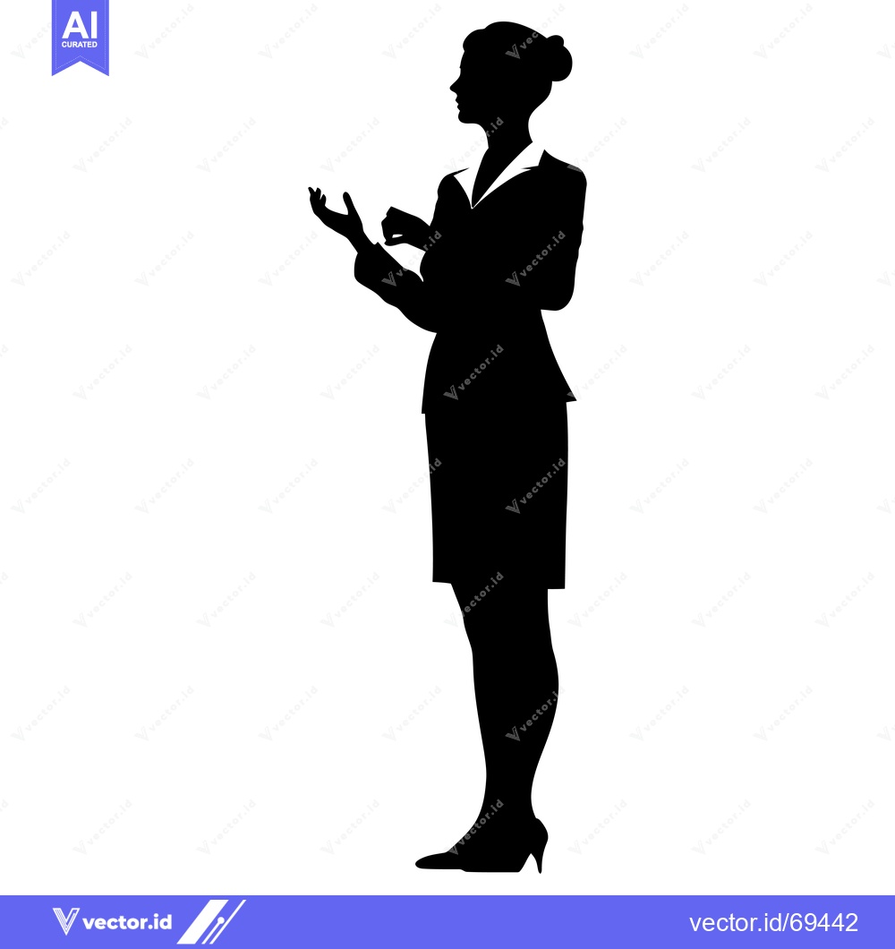 Premium Vector dari Silhouette of a Woman in a Suit Gesturing with Her Right Hand