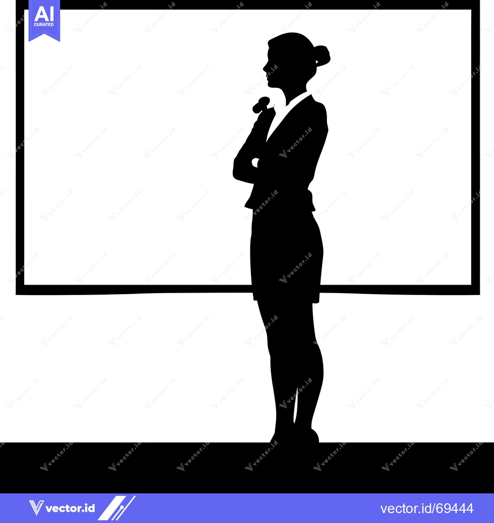 Premium Vector dari Silhouette of a Woman Standing in Front of a Blank Whiteboard