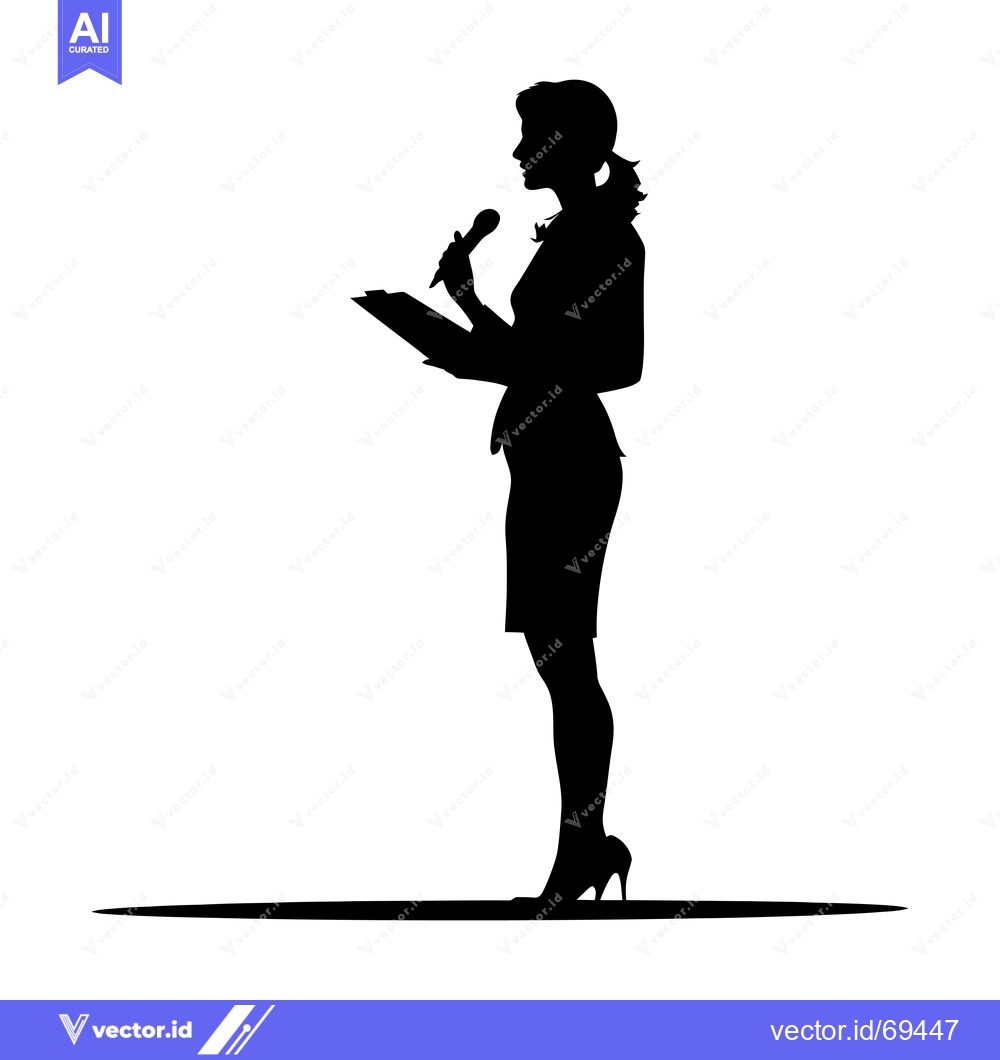 Premium Vector of Silhouette of a Woman Speaking into a Microphone