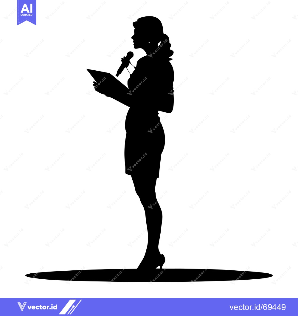 Premium Vector of Silhouette of a Woman Speaking with a Microphone