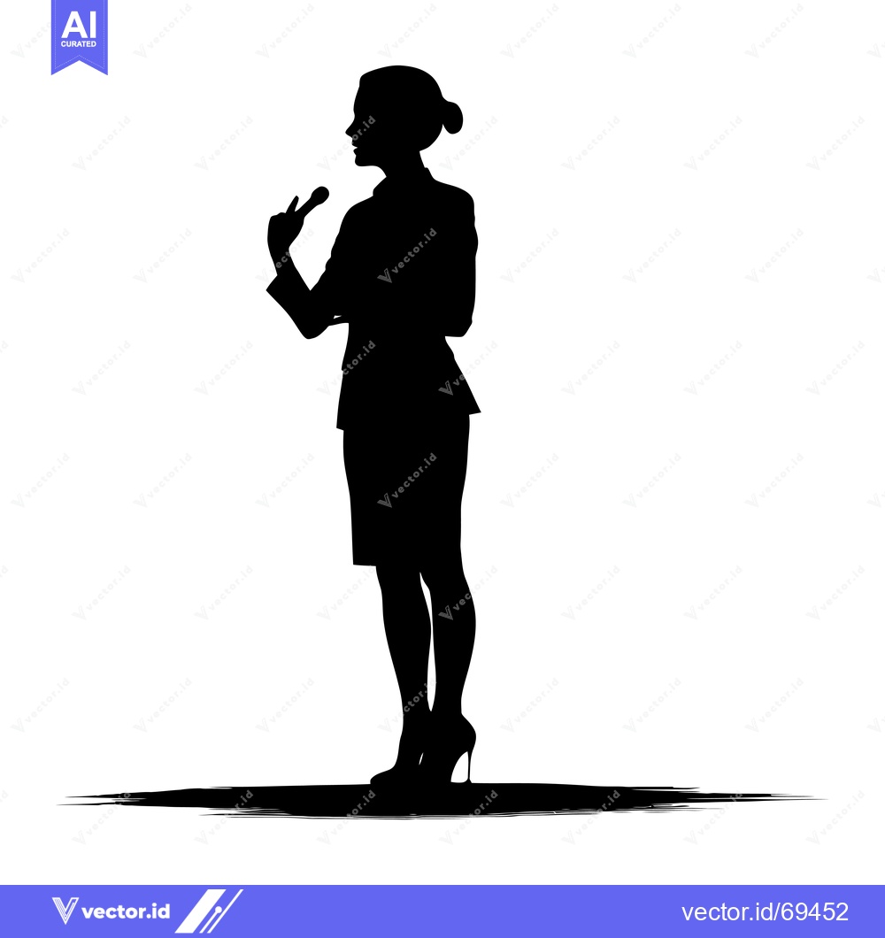Premium Vector of Silhouette of a Woman Speaking into a Microphone