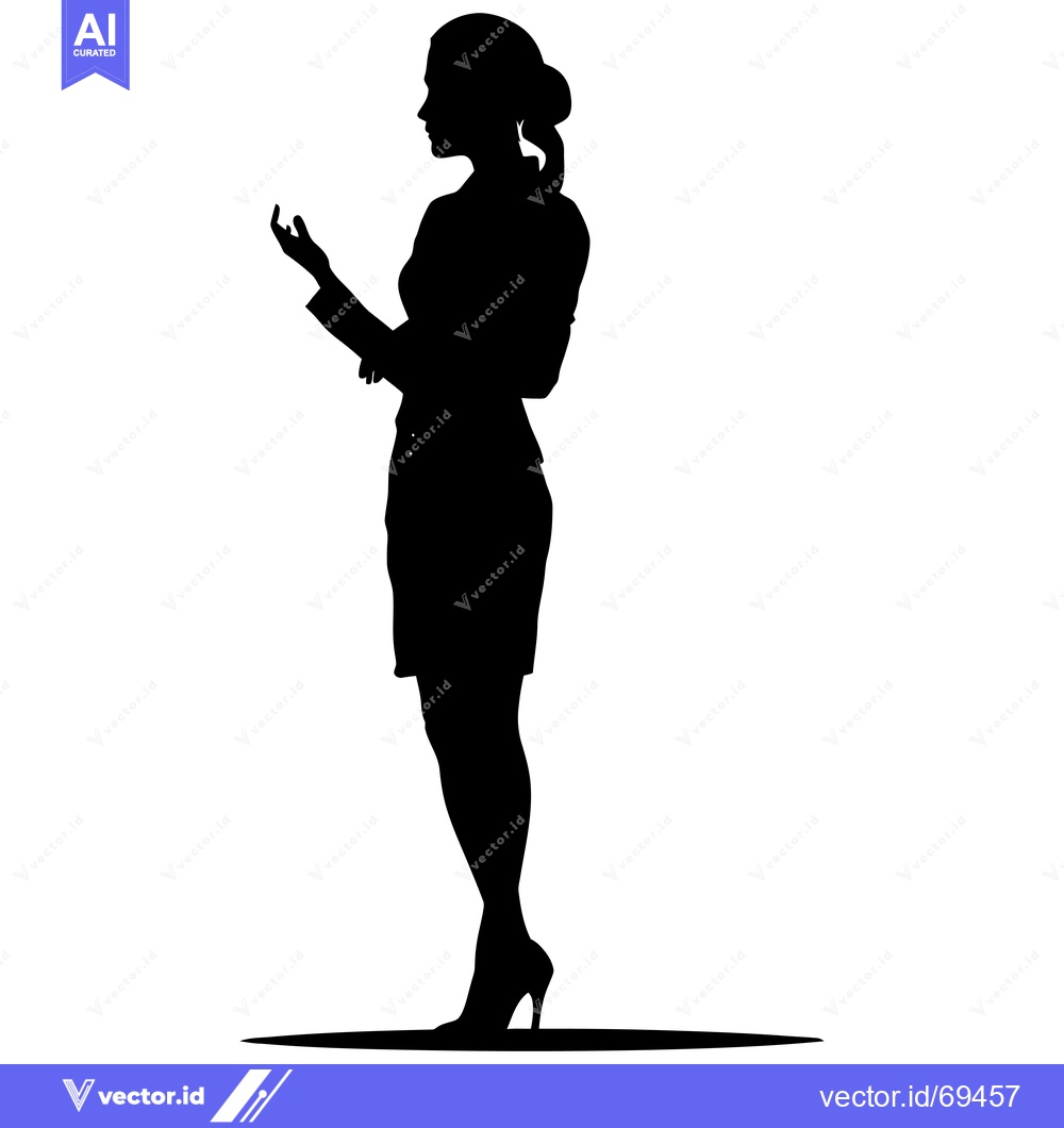 Premium Vector of Silhouette of a Woman in a Business Suit with Her Hand Outstretched