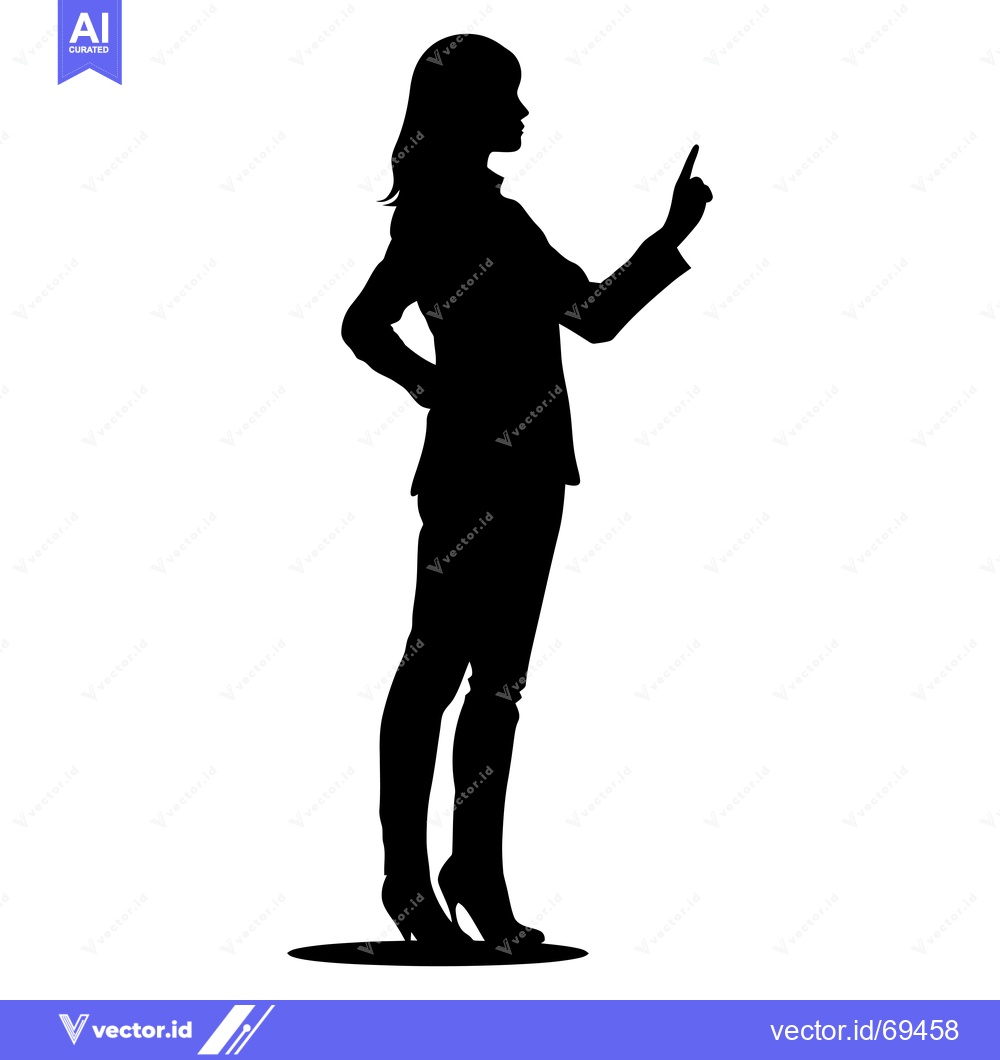 Premium Vector of Silhouette of a Woman Pointing Upward with Her Right Hand