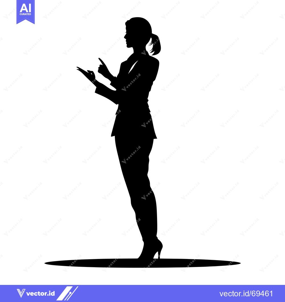 Premium Vector dari Silhouette of a Woman in a Suit and Heels Pointing Upwards