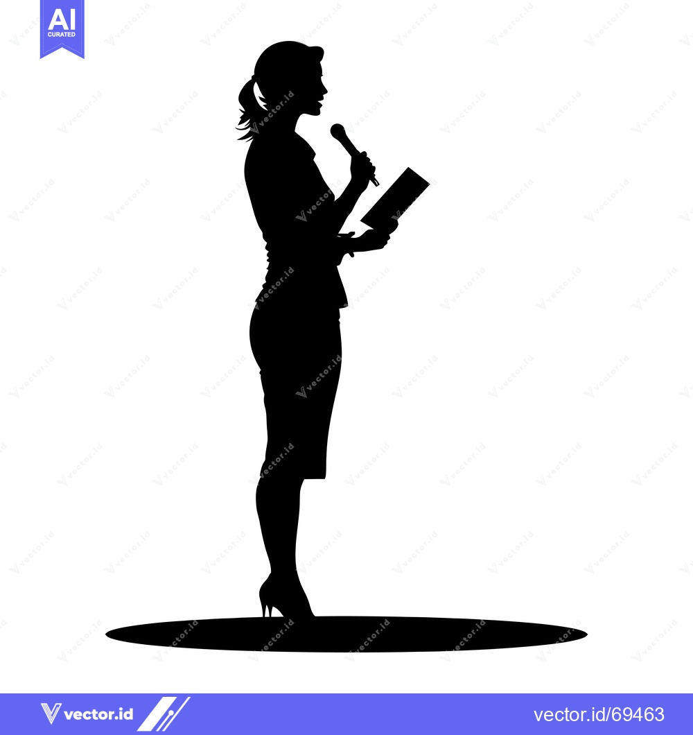 Premium Vector of Silhouette of a woman speaking into a microphone
