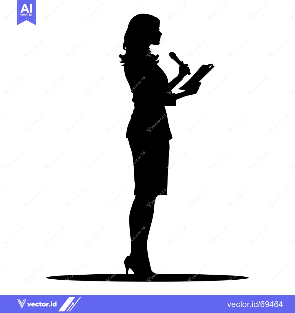 Premium Vector of Silhouette of a Woman Speaking into a Microphone with Notes