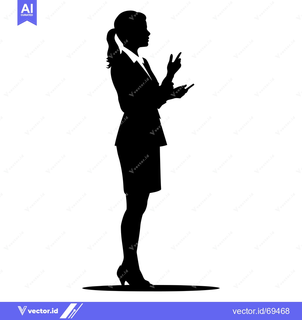 Premium Vector of Silhouette of a Woman in Business Attire Presenting