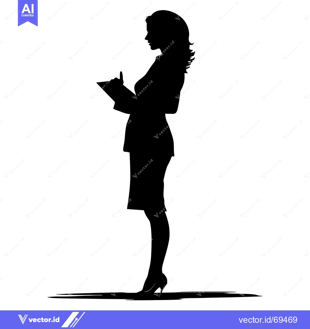 Premium Vector of Silhouette of a Woman in a Suit Holding a File