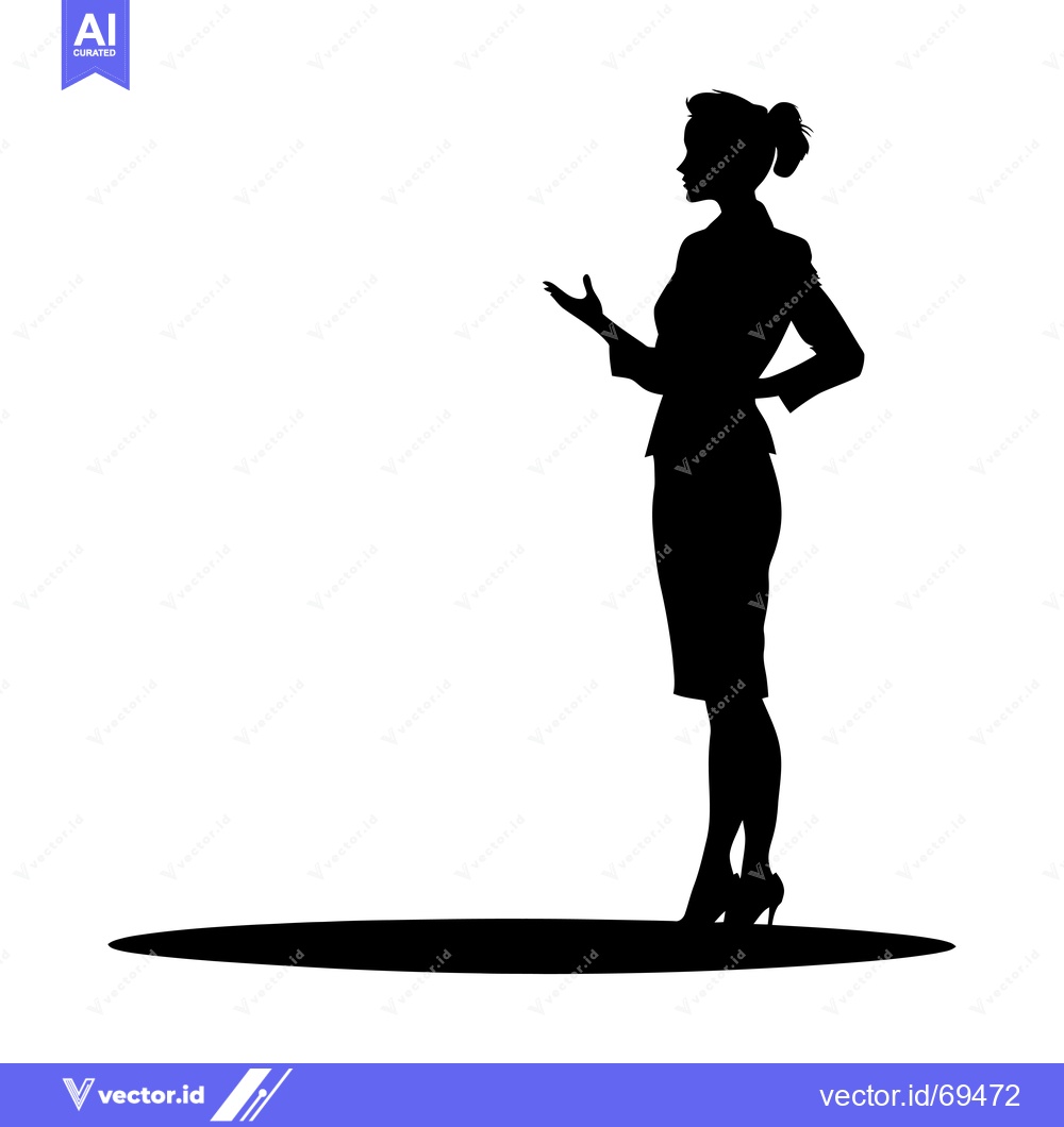 Premium Vector dari Silhouette of a Woman in a Business Suit Gesturing with Her Hand