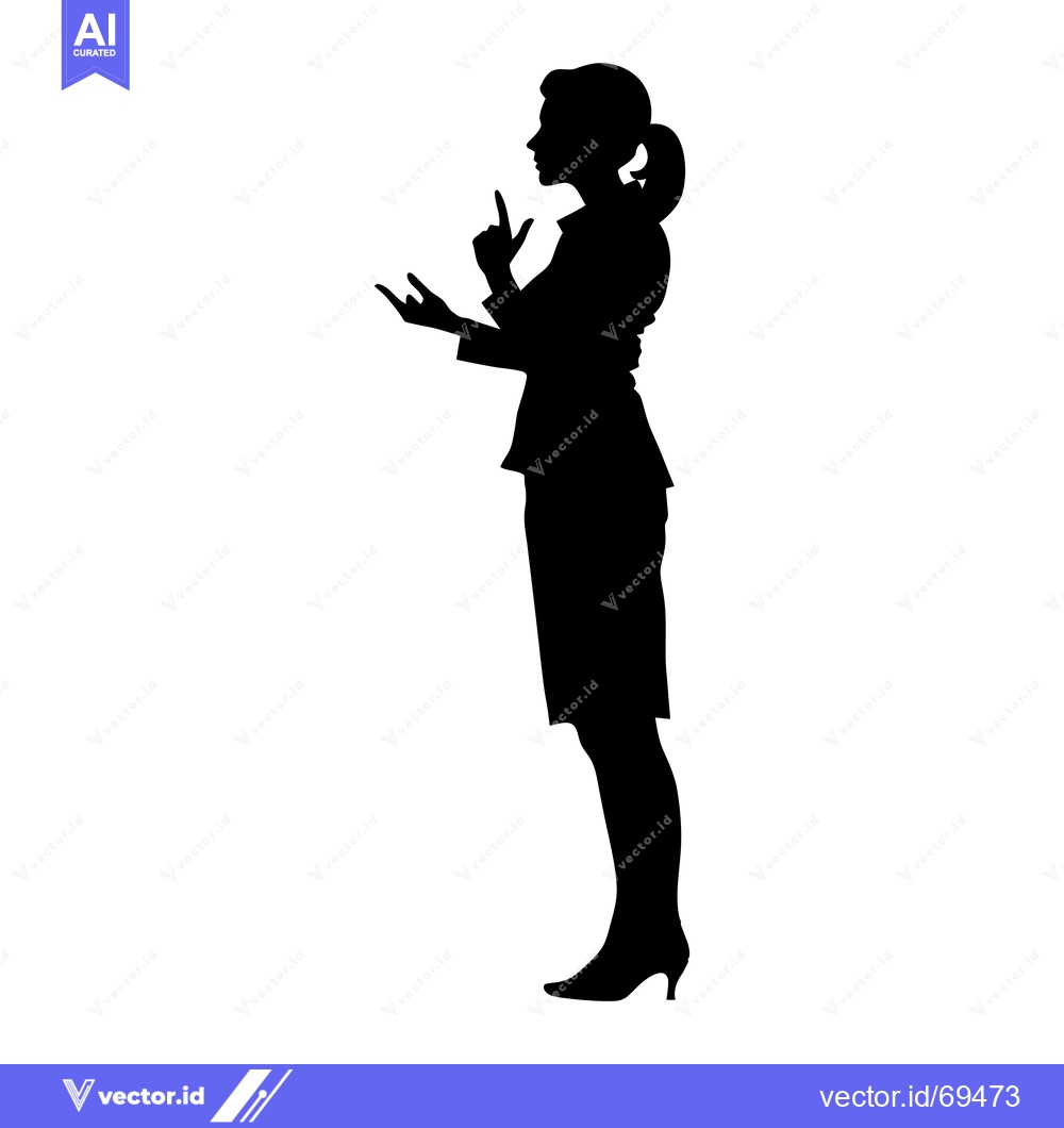 Premium Vector of Silhouette of a Woman in Business Attire Pointing Upward