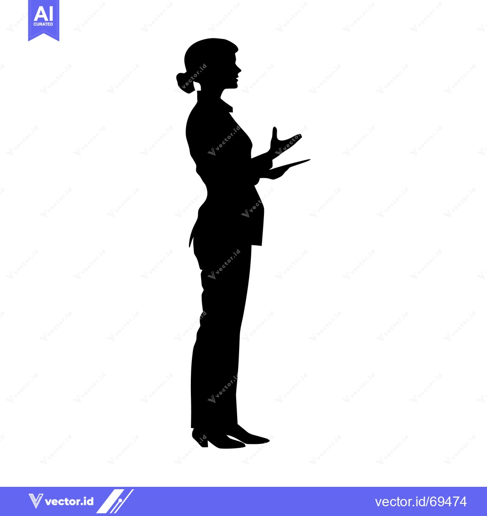 Premium Vector of Silhouette of a Woman Gesturing with Both Hands
