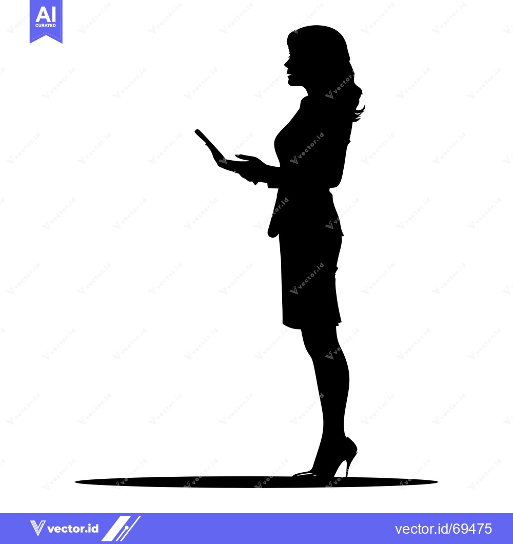 Premium Vector of Silhouette of a Businesswoman Holding a Tablet in a Professional Pose