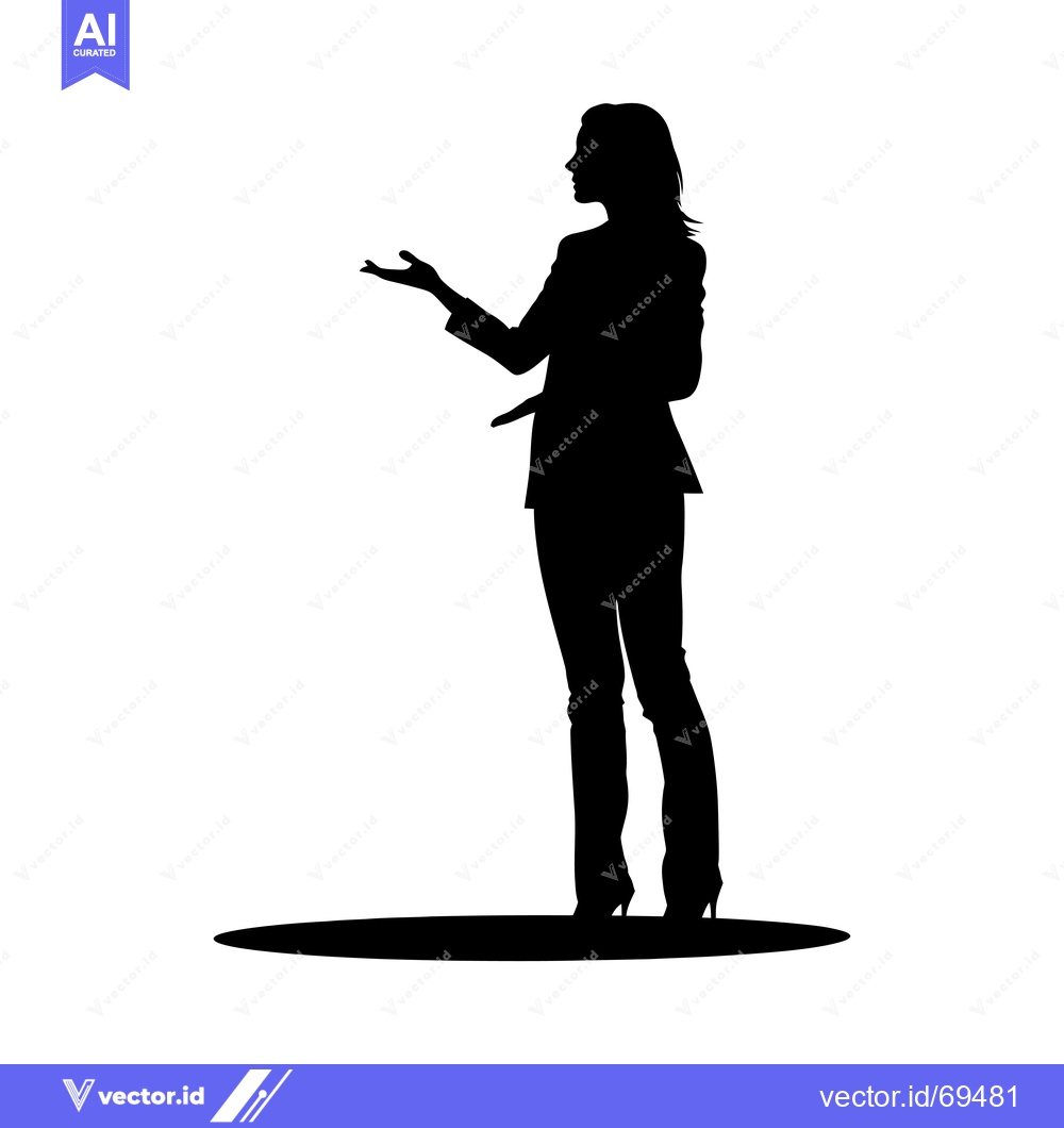 Premium Vector dari Silhouette of a woman in a business suit standing on a stage with her