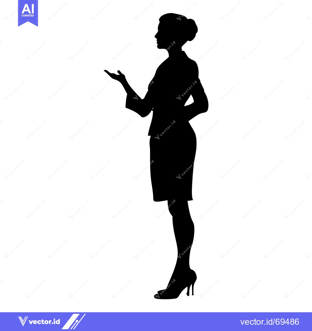 Premium Vector of Silhouette of a Woman in a Suit Gesturing with Her Hand