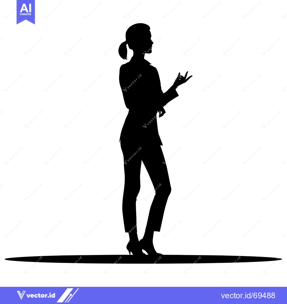 Premium Vector dari Silhouette of a Woman in a Suit Gesturing with Her Right Hand