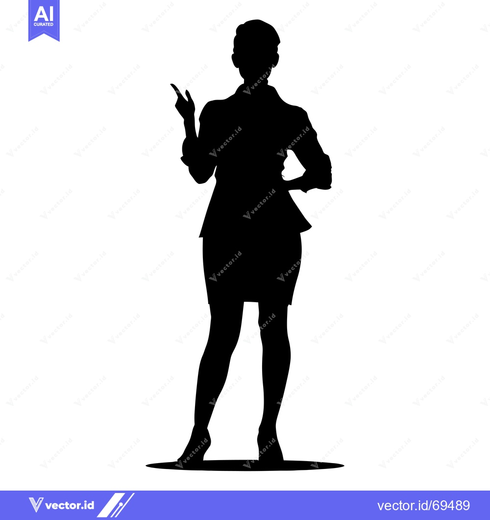 Premium Vector dari Silhouette of a woman in a business suit, standing and pointing with h
