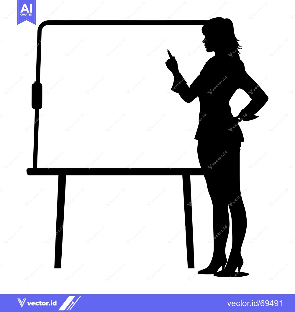 Premium Vector dari Silhouette of a Woman Presenting on a Whiteboard