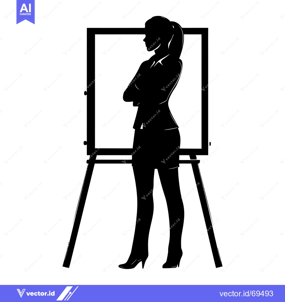 Premium Vector of Silhouette of a Woman Standing in Front of a Blank Canvas
