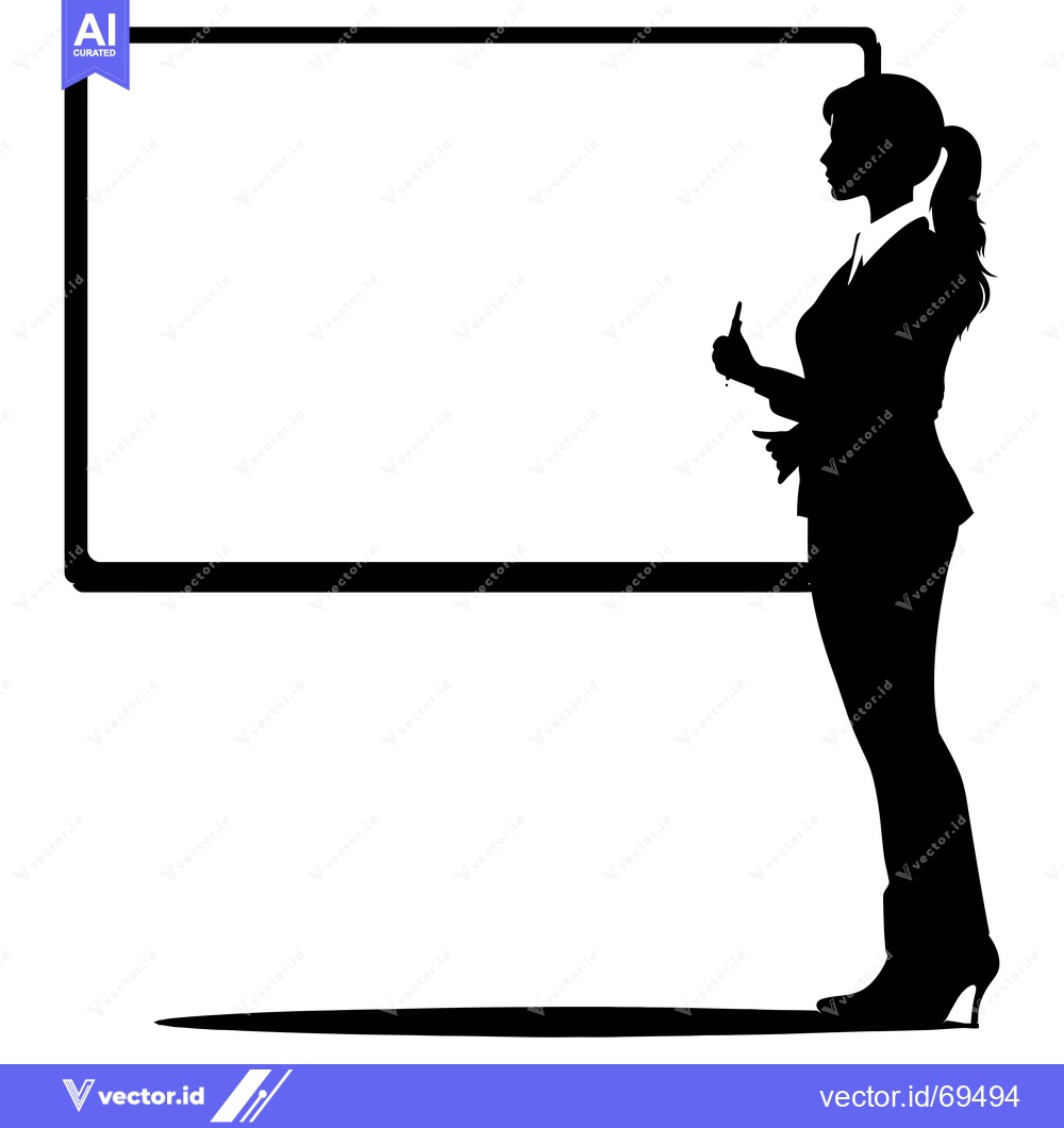 Premium Vector of Silhouette of a Woman Presenting on a Whiteboard