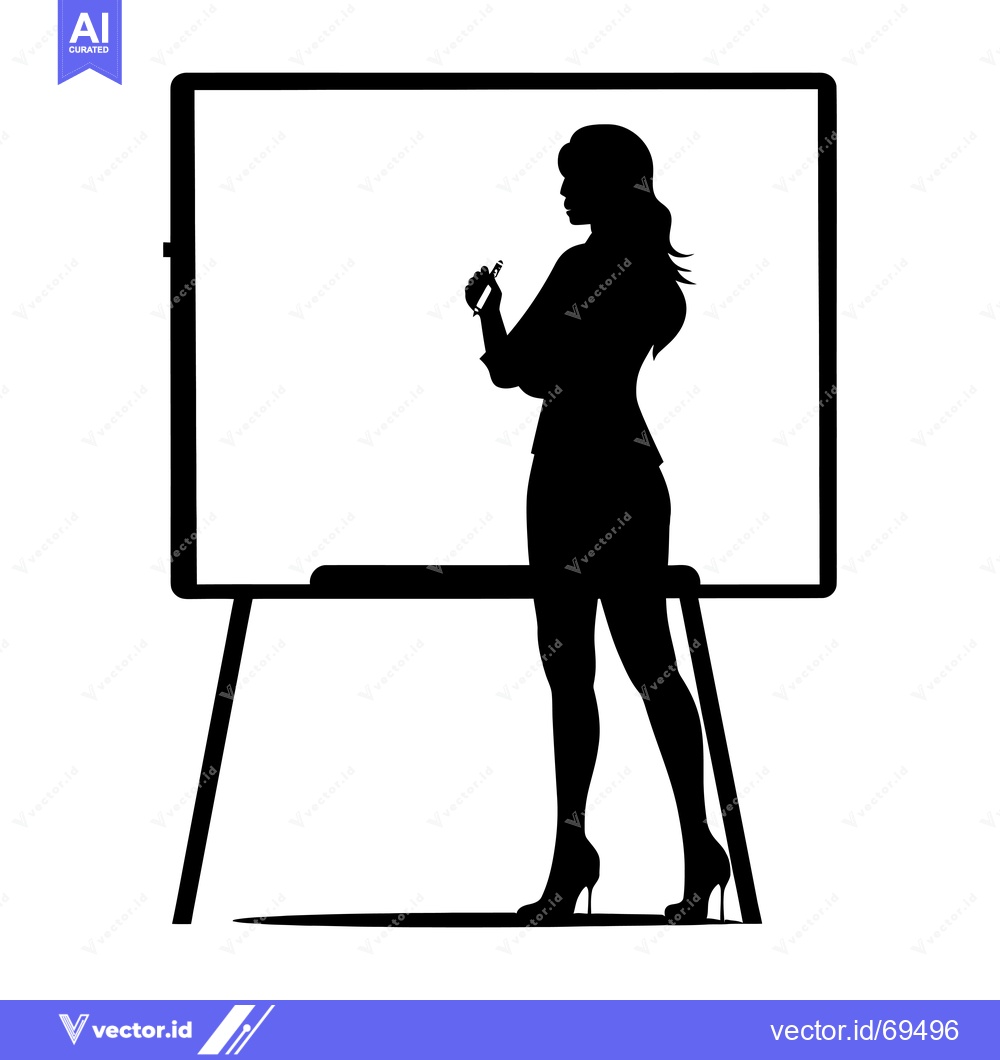 Premium Vector of Silhouette of a Woman Presenting on a Whiteboard