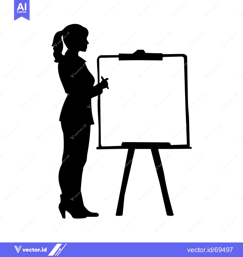 Premium Vector dari Silhouette of a Woman Writing on a Whiteboard