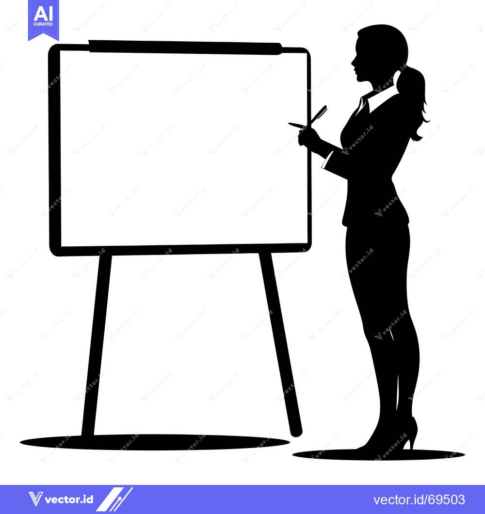 Premium Vector dari Silhouette of a Woman Presenting on a Whiteboard