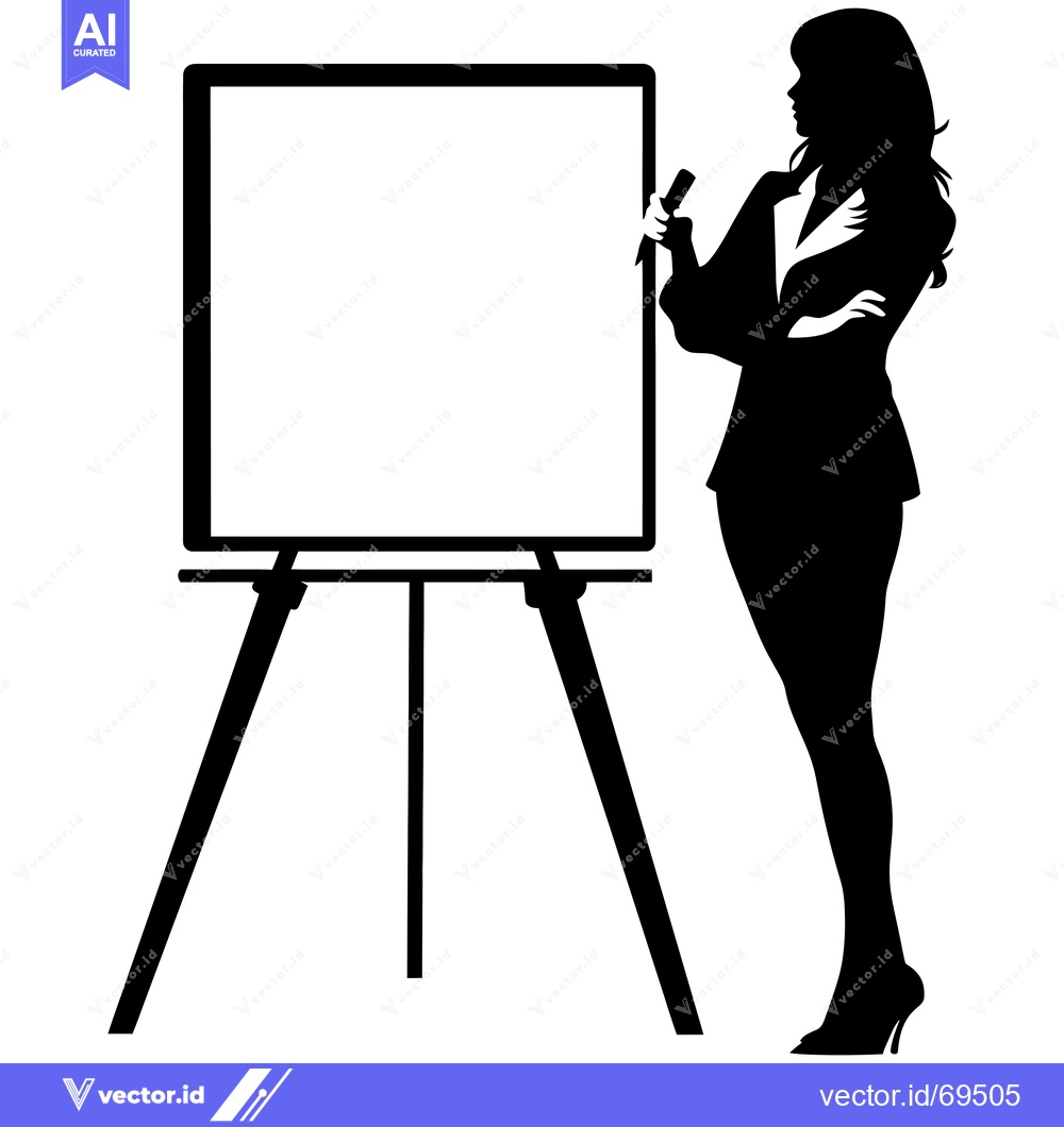 Premium Vector of Silhouette of a Woman Presenting on a Whiteboard