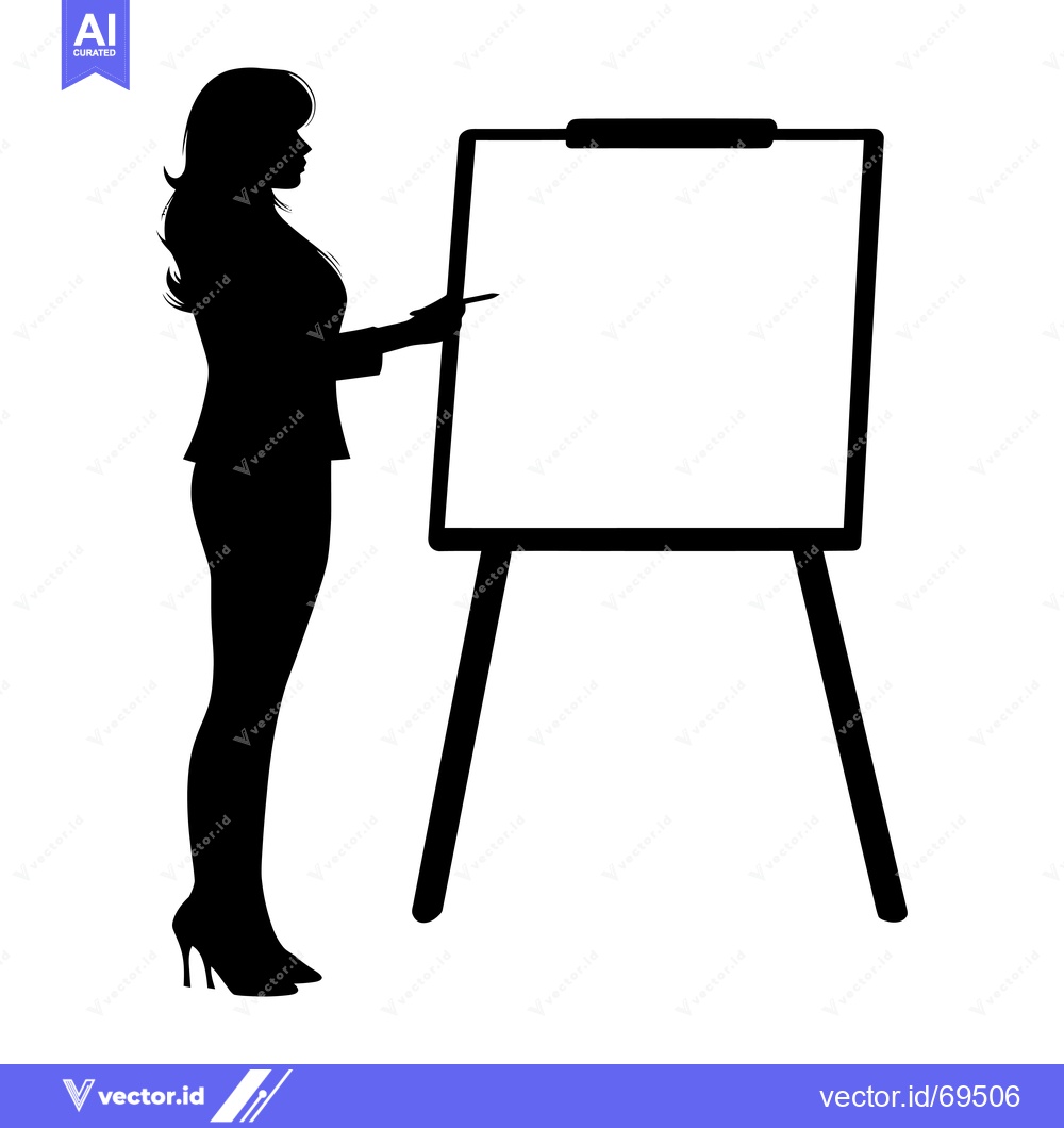 Premium Vector of Silhouette of a woman presenting on a whiteboard