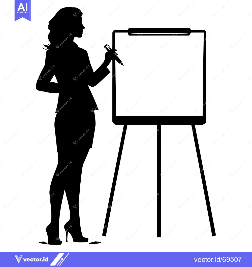 Premium Vector of Silhouette of a Woman Writing on a Whiteboard
