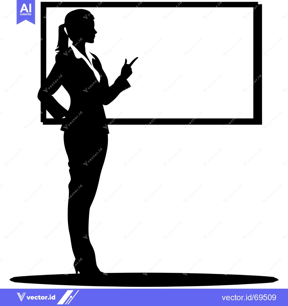 Premium Vector of Silhouette of a Businesswoman Presenting at a Whiteboard