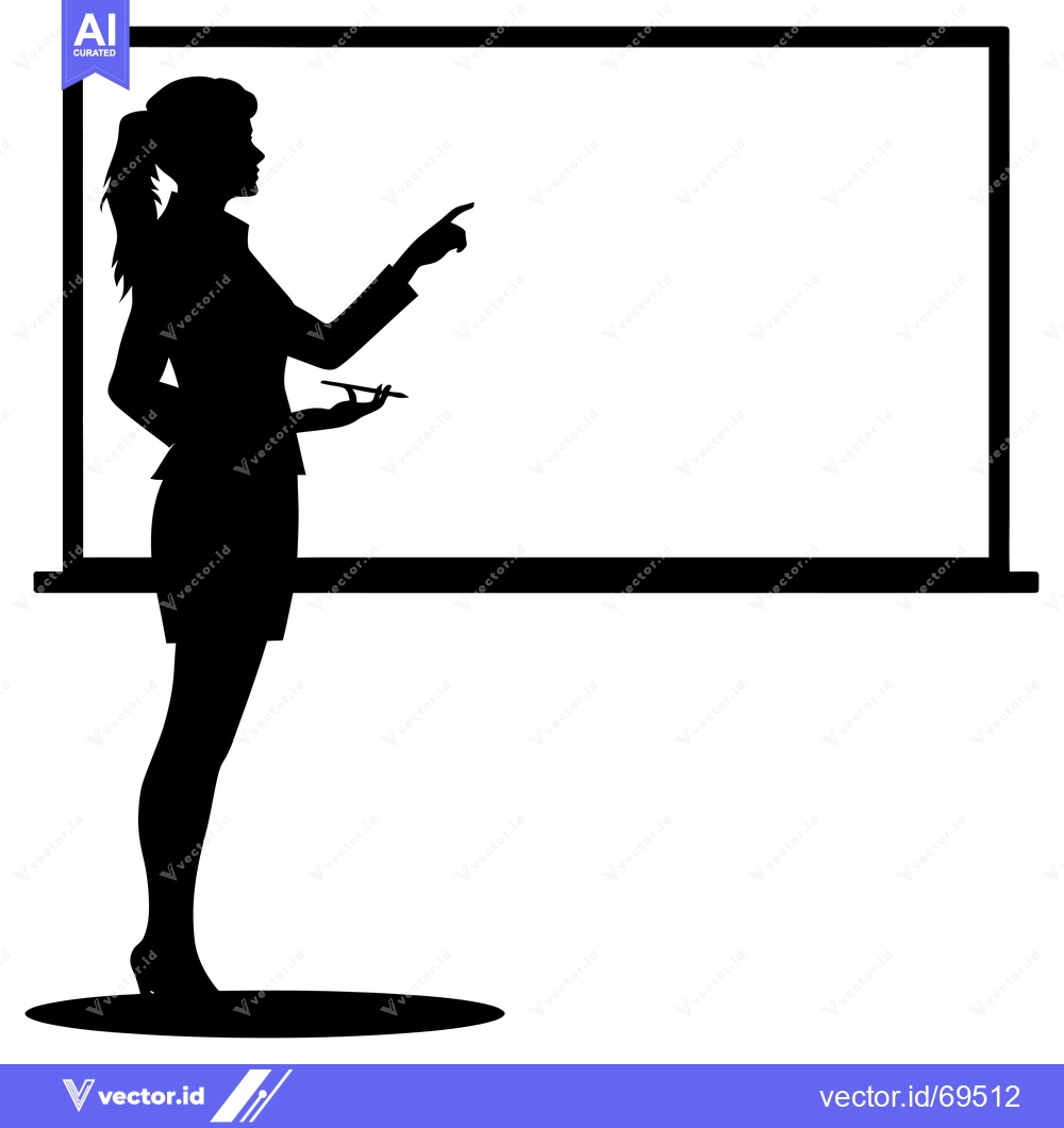 Premium Vector dari Silhouette of a Woman Presenting in Front of a Whiteboard