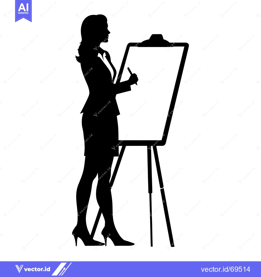 Premium Vector dari Silhouette of a Woman Writing on a Flip Chart