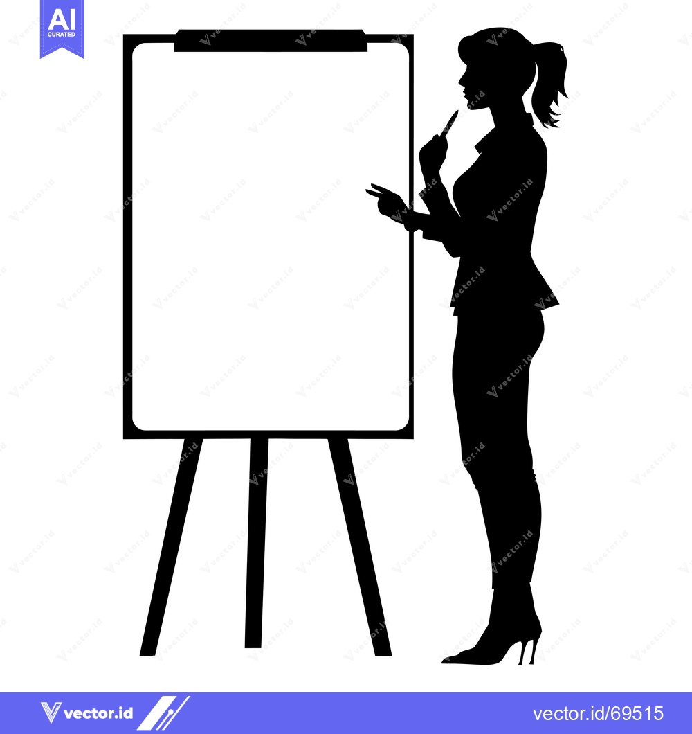 Premium Vector of Silhouette of a Woman Presenting on a Whiteboard