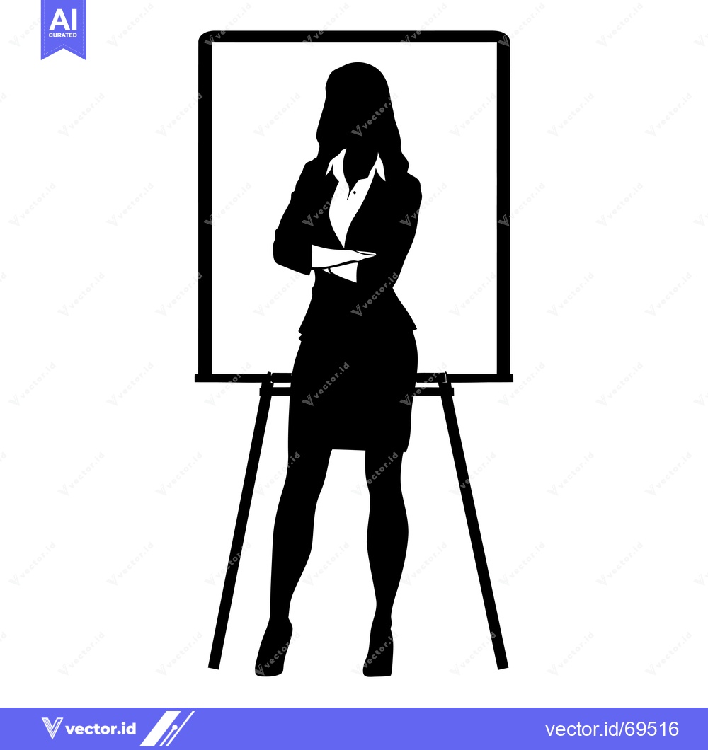 Premium Vector dari Silhouette of a Woman Standing in Front of an Easel