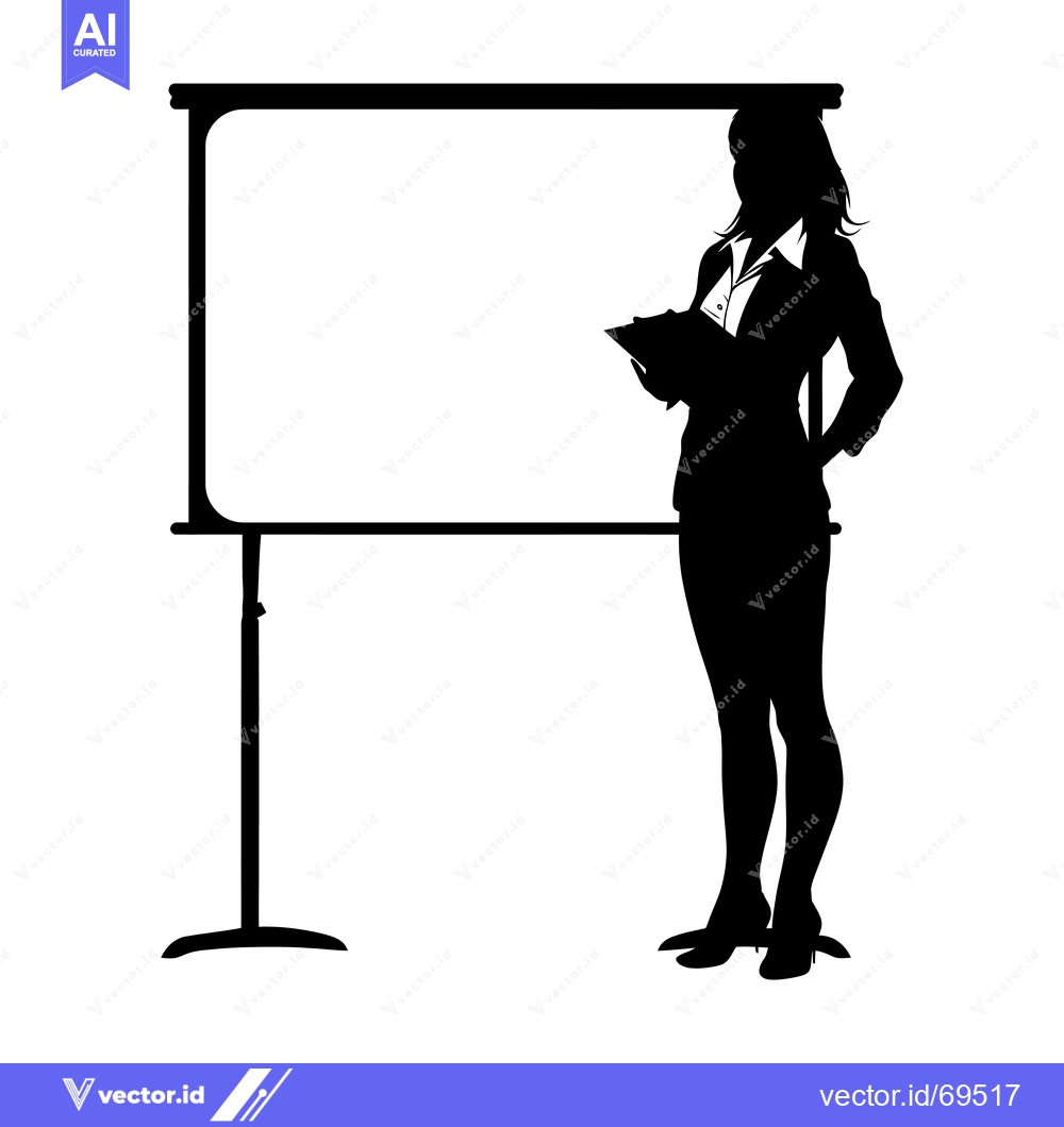 Premium Vector of Silhouette of a Woman Presenting in Front of a Whiteboard