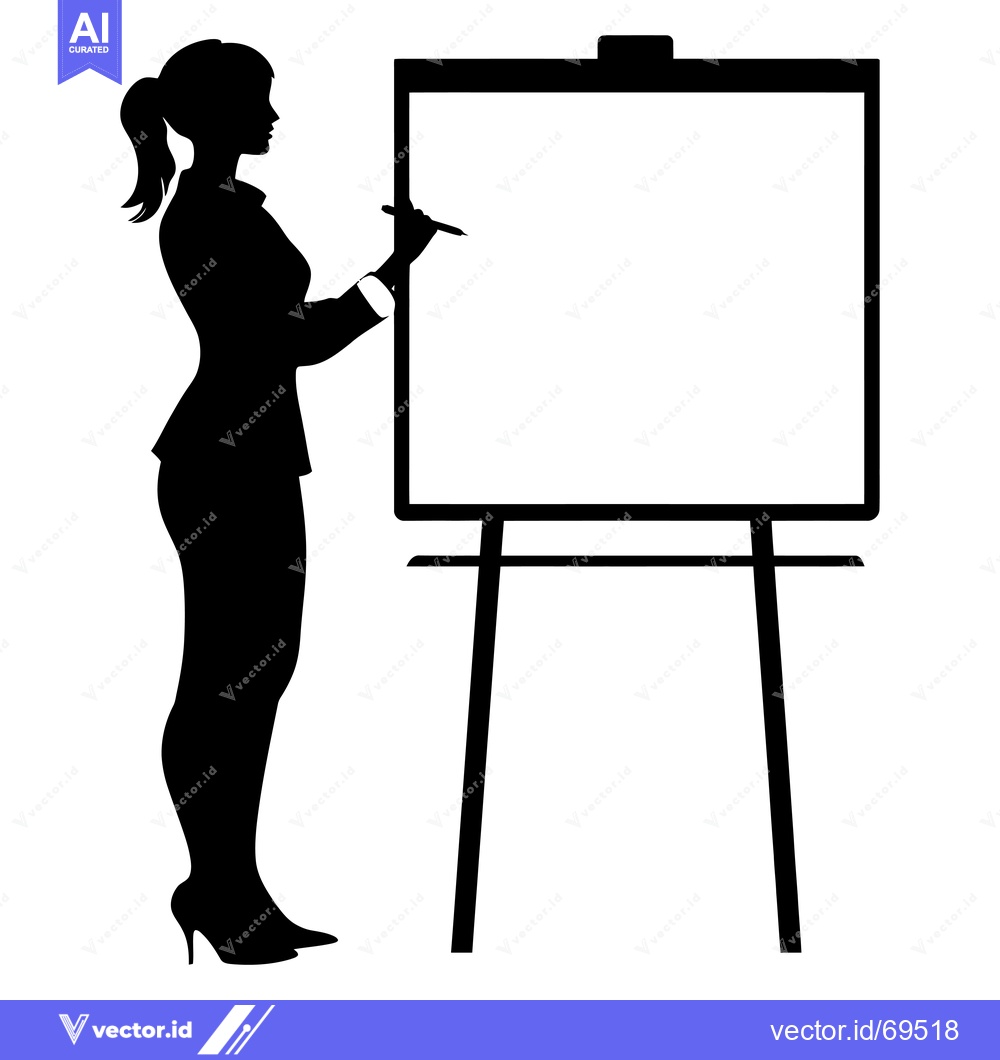 Premium Vector dari Silhouette of a Woman Writing on a Whiteboard