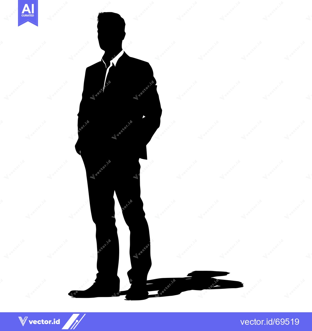 Premium Vector of Silhouette of a Man in a Suit with Hands in Pockets