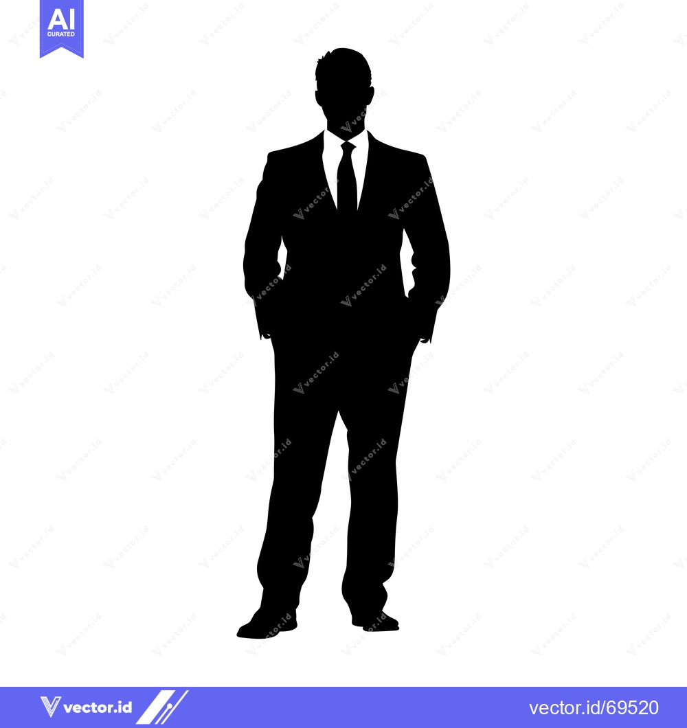 Premium Vector dari Silhouette of a Man in a Suit with Hands in Pockets