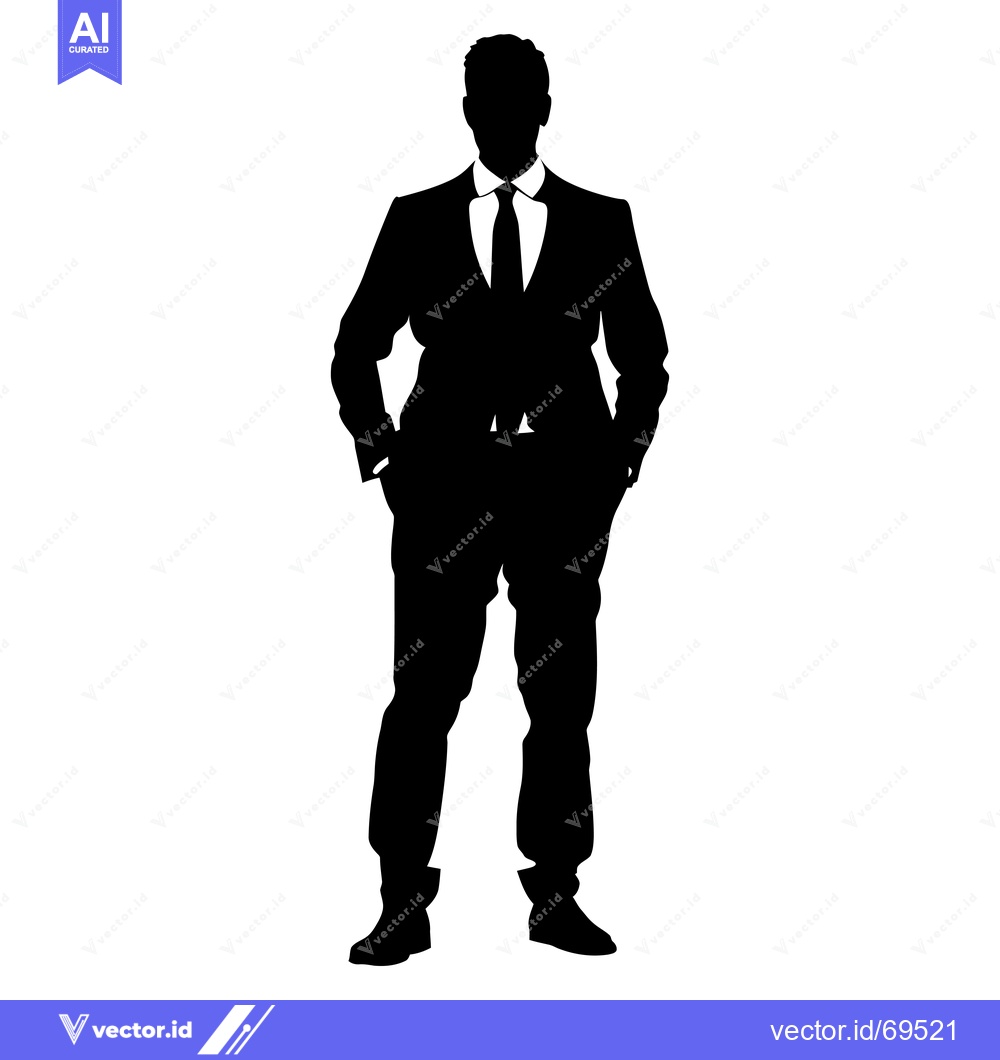 Premium Vector dari Silhouette of a man in a suit with his hands in his pockets