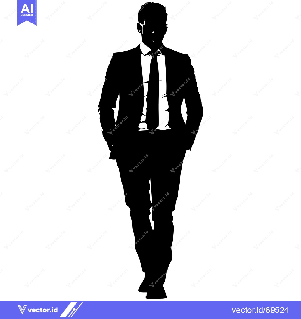 Premium Vector dari Silhouette of a Man in a Suit Walking Forward